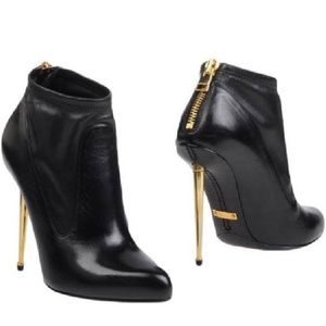 Tom Ford Black Leather Stretch Zip-back Boots/Boot
